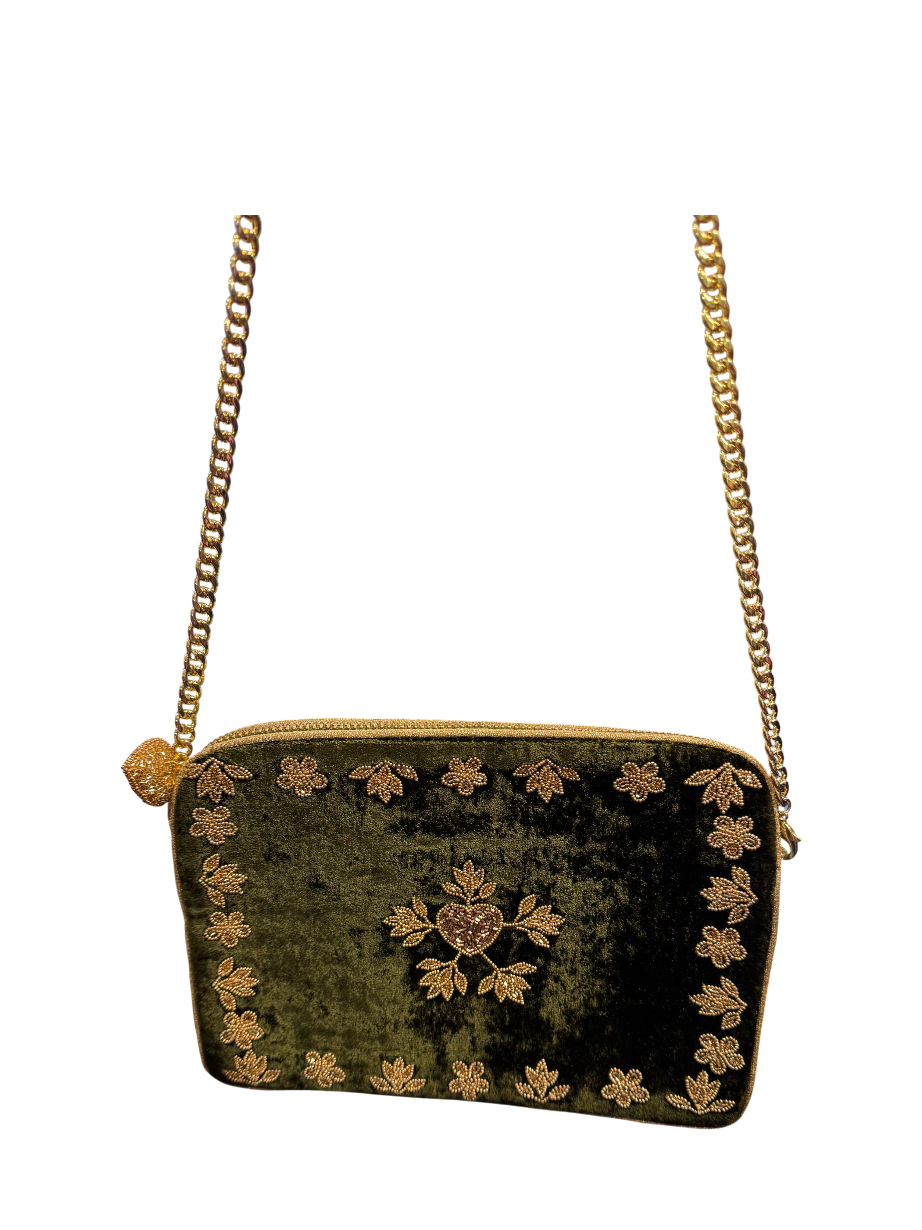 Tracolla in velluto con cuore sacro e foglie ricamate Olivia Dar