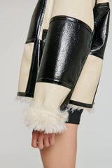 GIACCA ECO SHEARLING A QUADRI NERO BIANCO