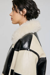 GIACCA ECO SHEARLING A QUADRI NERO BIANCO