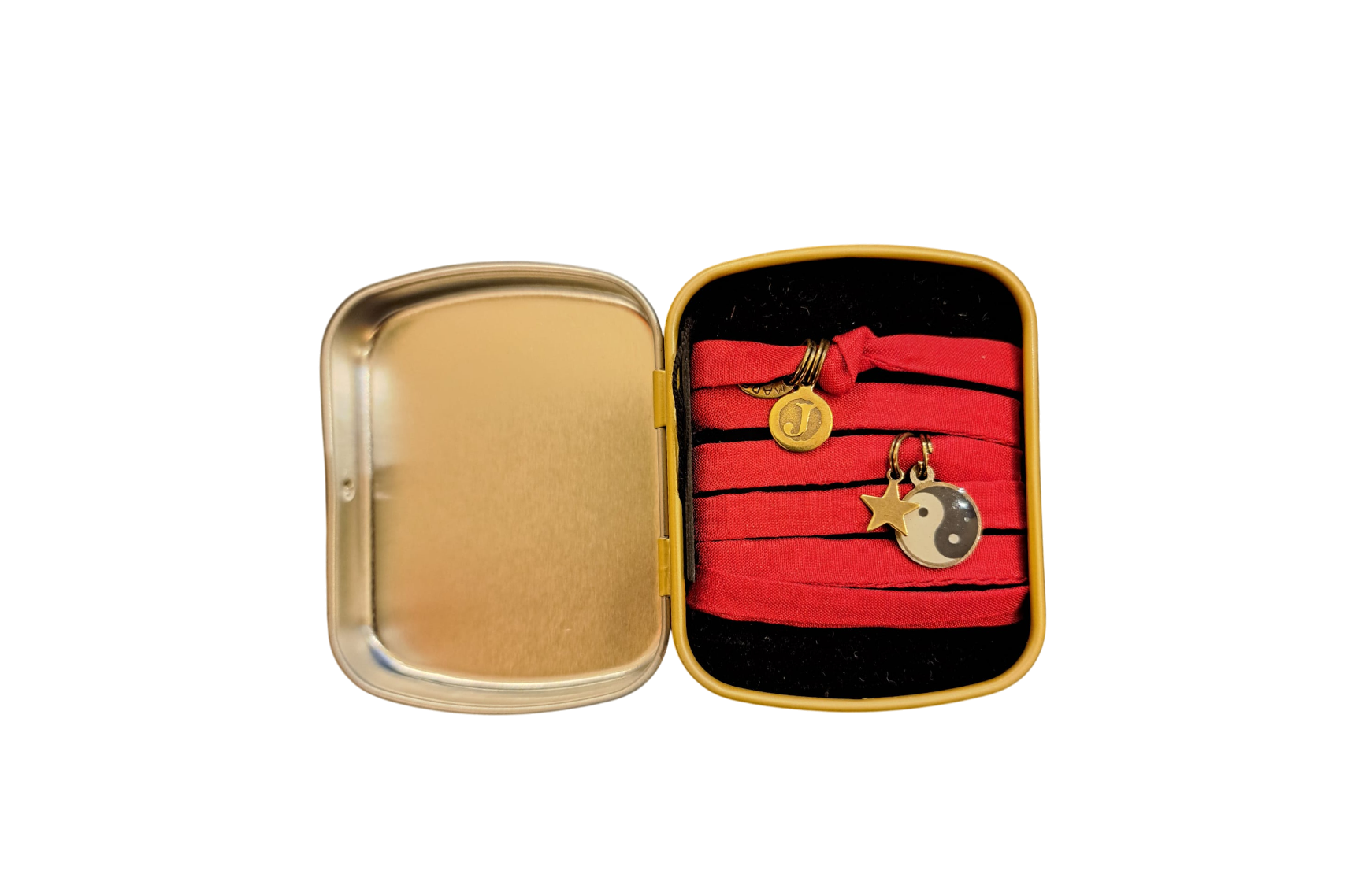 Box bracciale - chocker in nastro di seta rosso "Yin Yang" - Jocabilab