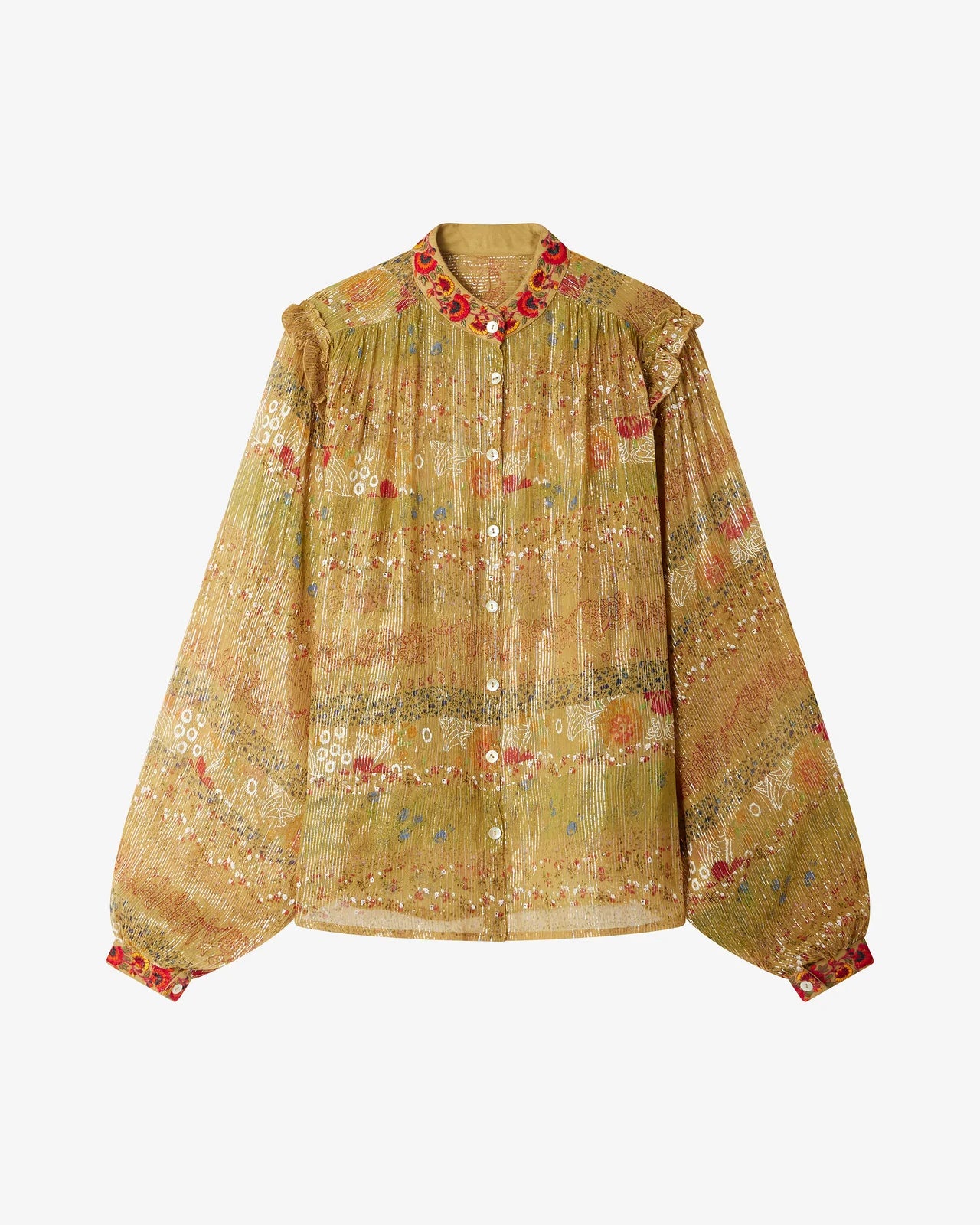 Blusa dorata con ricami Mes Damoiselles