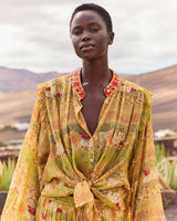 Blusa dorata con ricami Mes Damoiselles