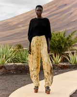 Pantaloni luminosi in seta dorati Mes Demoiselles