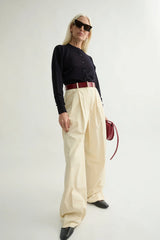 Pantalone con pences in cotone