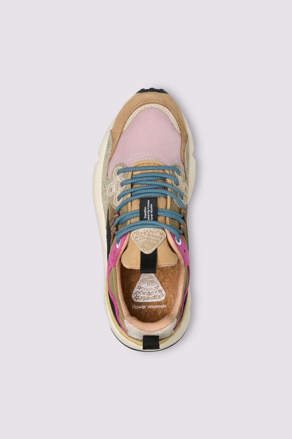 Sneakers in suede e tessuto tecnico - Tortora-Militare-Rosa