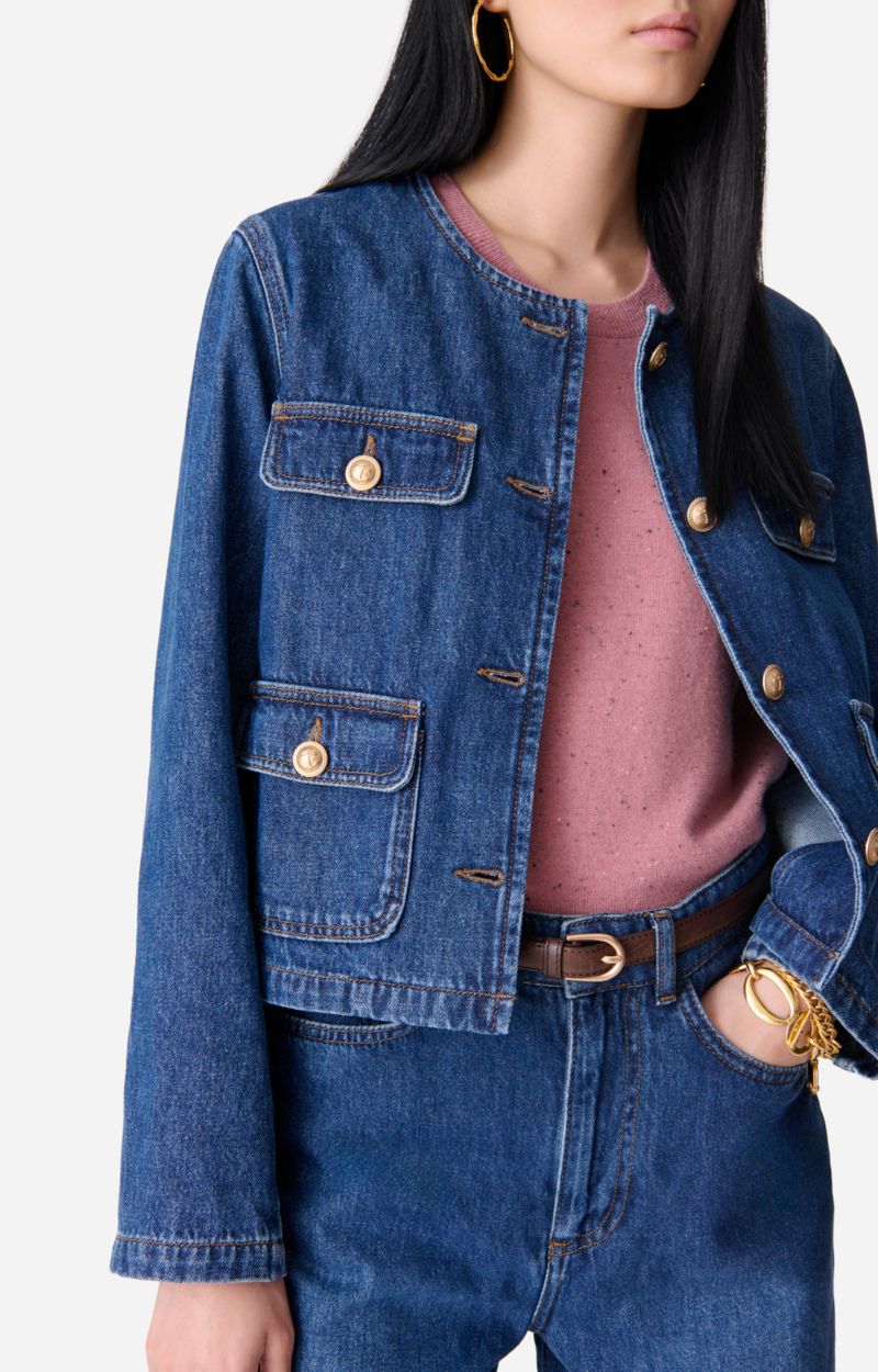 Giacchino in denim con bottoni dorati