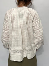 Blusa in cotone con scollo a V e dettagli ricamati