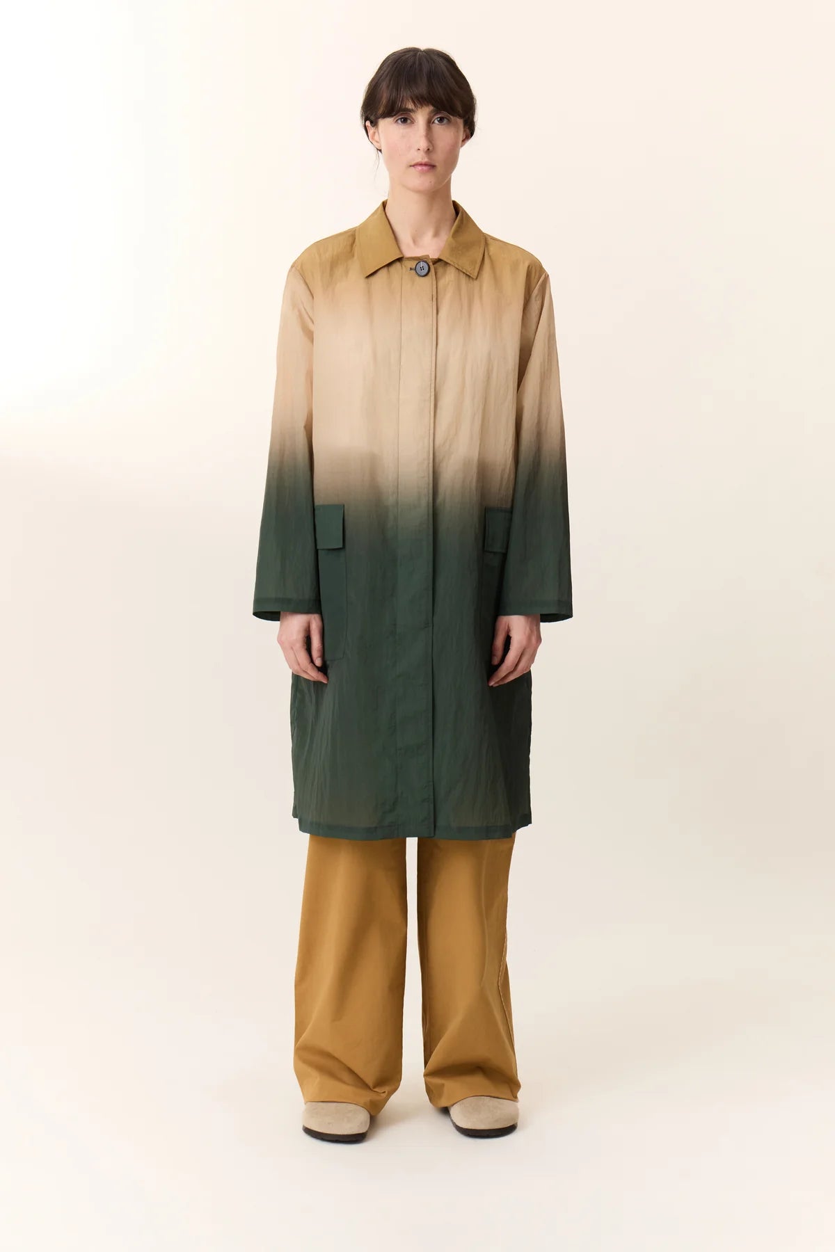 Trench leggero midi taglio dritto con motivo tie-dye