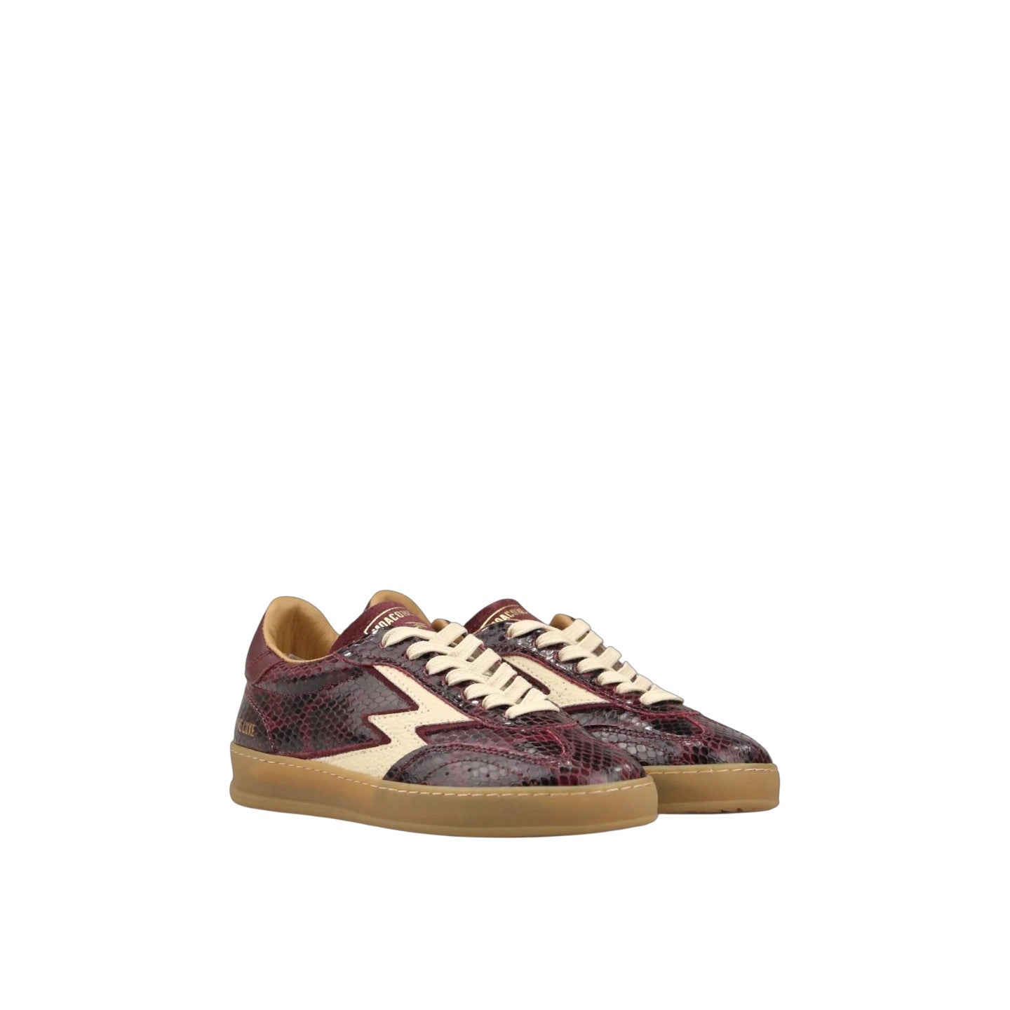 SNEAKER CLUB IN PELLE STAMPA RETTILE MELANZANA CON DETTAGLIO BURRO
