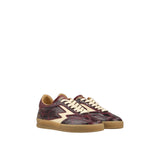 SNEAKER CLUB IN PELLE STAMPA RETTILE MELANZANA CON DETTAGLIO BURRO