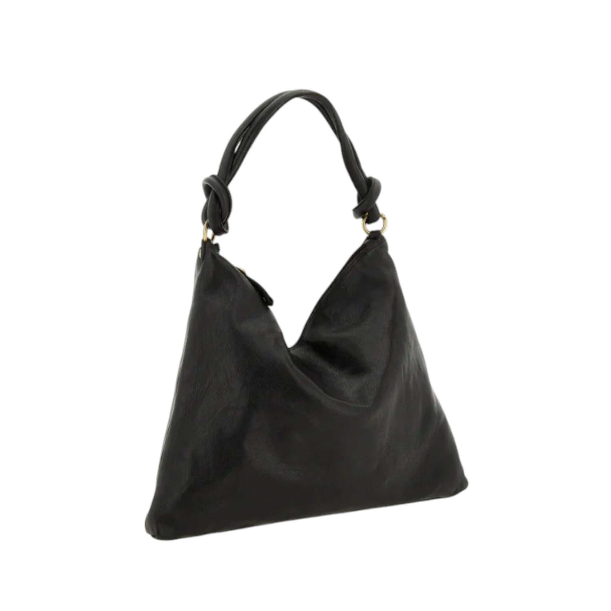 Borsa a spalla Ebano in pelle di vacchetta tinta in capo di colore nero