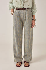 Pantalone in twill di cotone ricamato