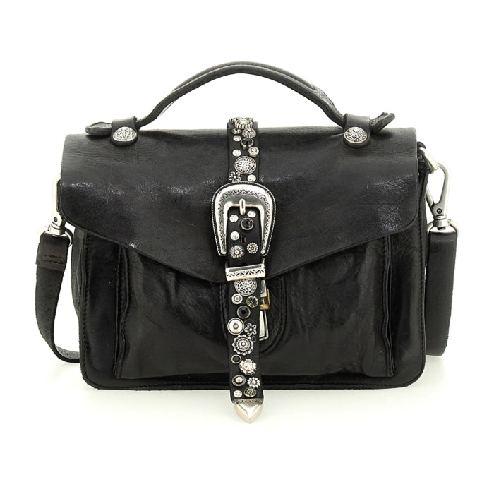 Borsa a tracolla "PORZIA" Campomaggi con borchie e strass