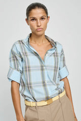 Camicia a quadri blu oversize
