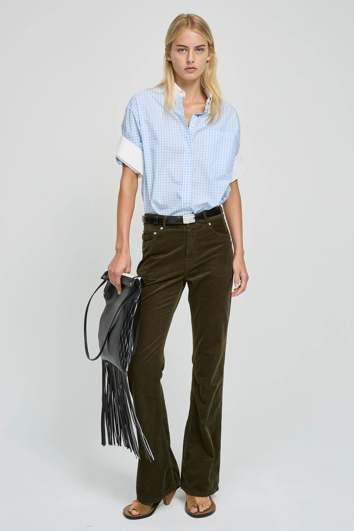 Camicia oversize a quadri blu e bianchi