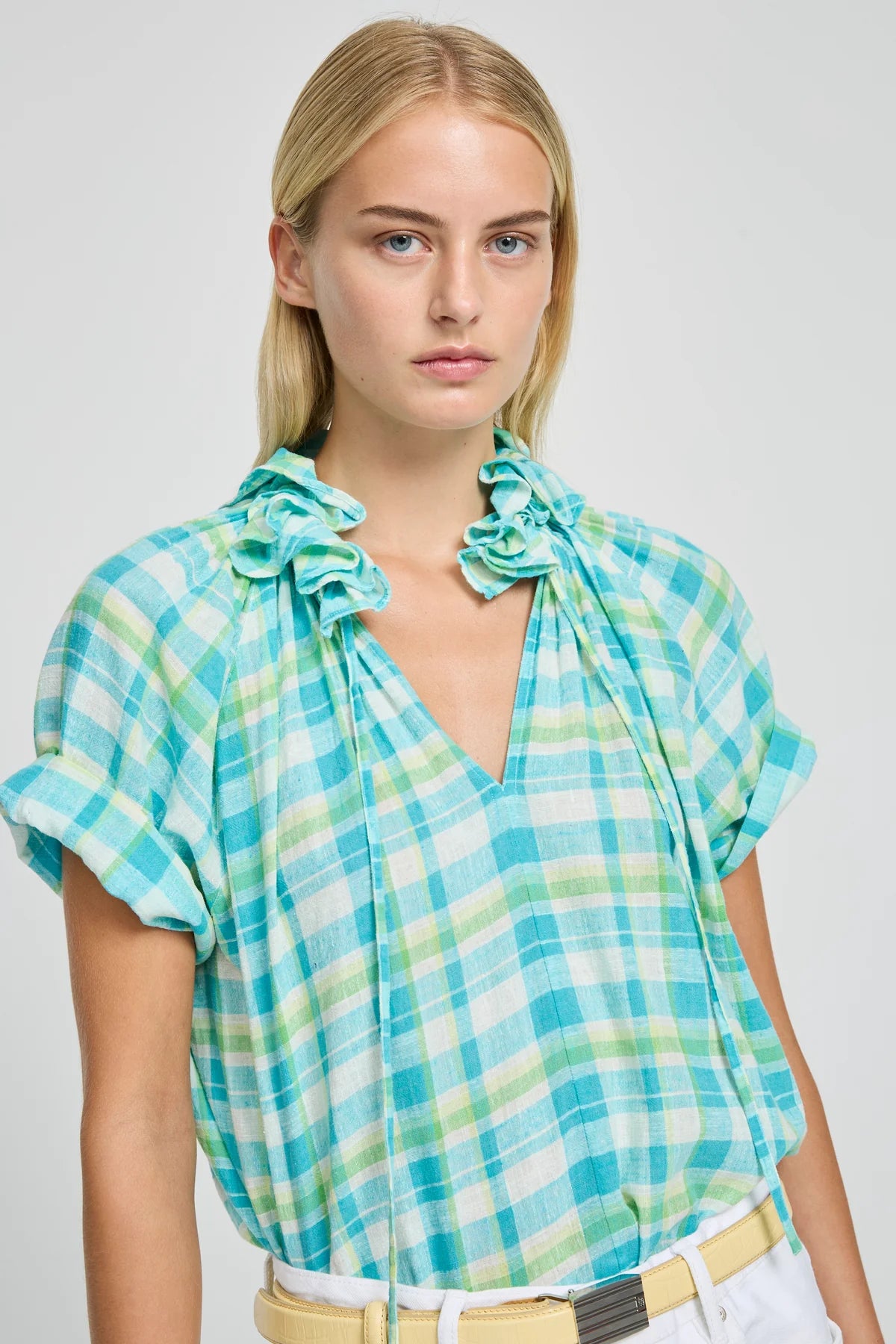 Blusa in cotone maniche corte