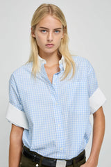 Camicia oversize a quadri blu e bianchi