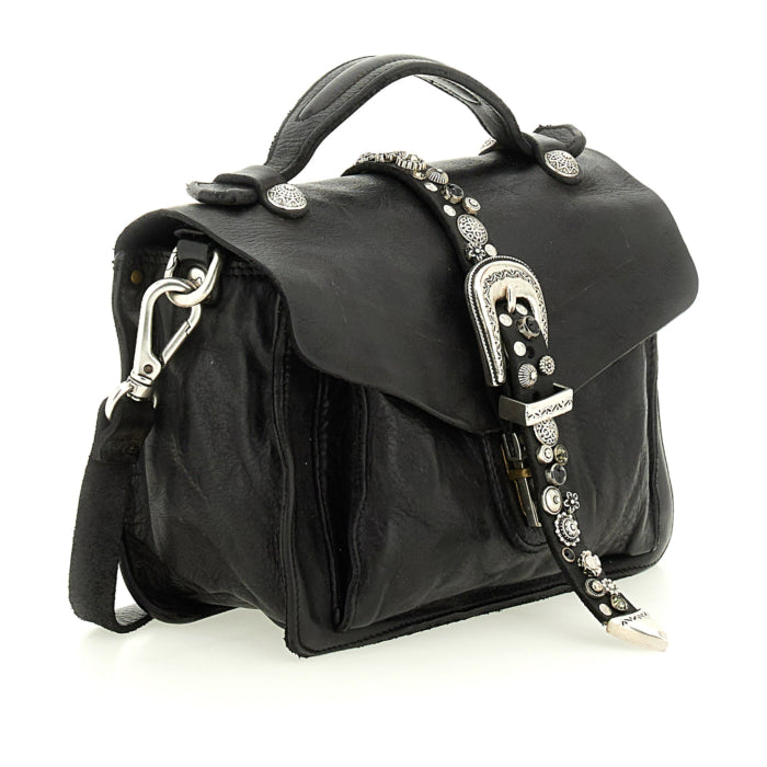 Borsa a tracolla "PORZIA" Campomaggi con borchie e strass