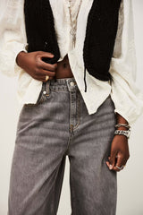 Jeans gamba larga grigio