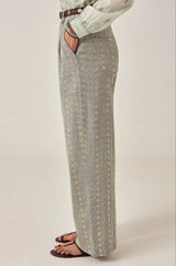 Pantalone in twill di cotone ricamato