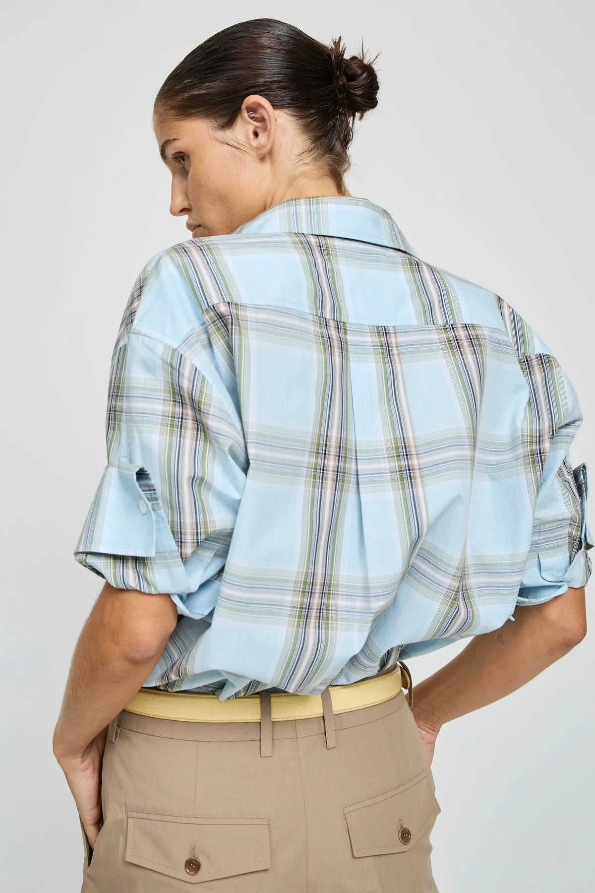 Camicia a quadri blu oversize