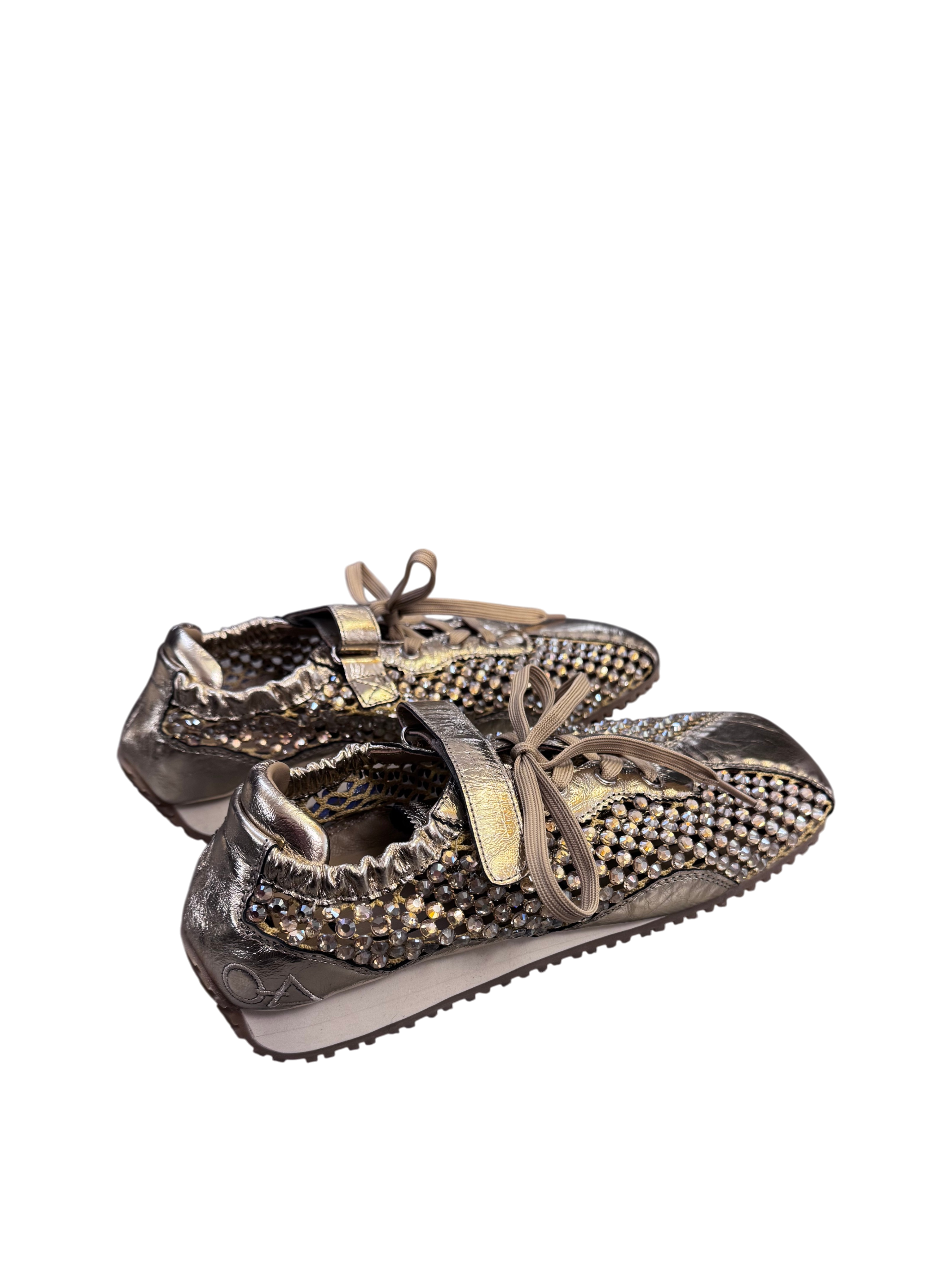 Sneakers dorate con strass