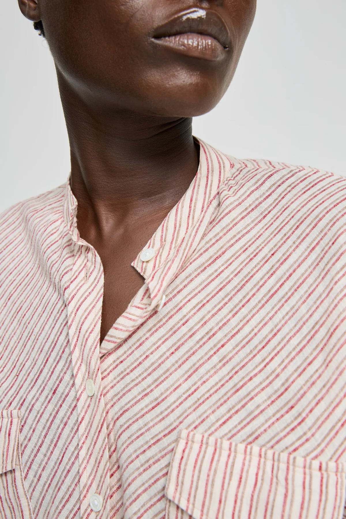 Camicia in cotone e canapa a righe
