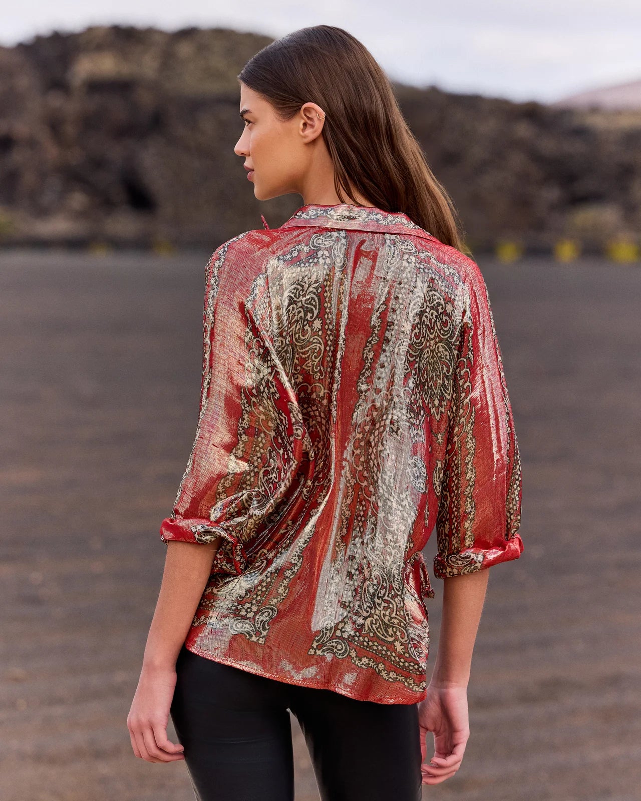 Camicia over in lurex di seta