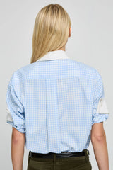 Camicia oversize a quadri blu e bianchi