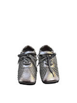 Sneakers argentate con strass