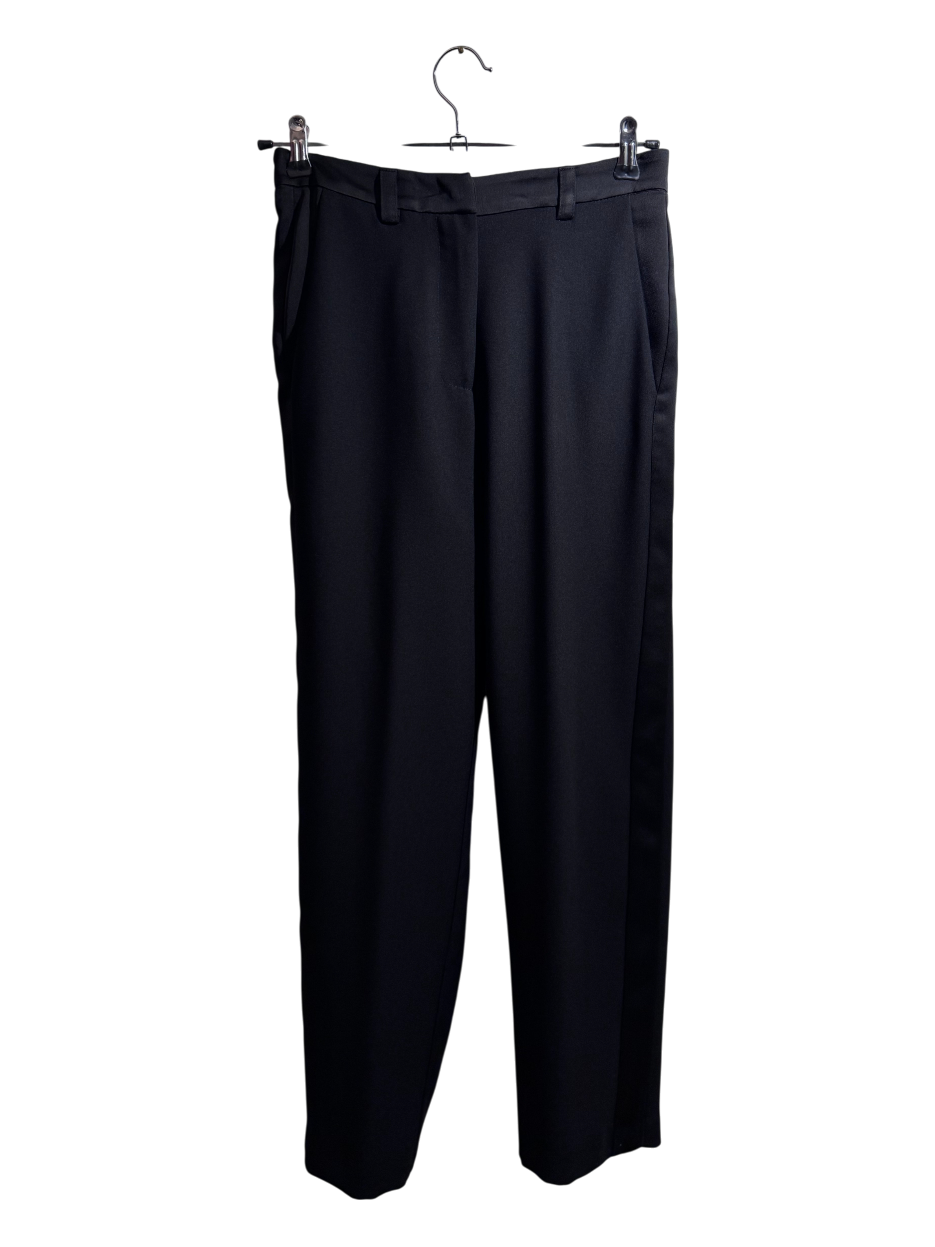 Pantalone nero con banda laterale in raso