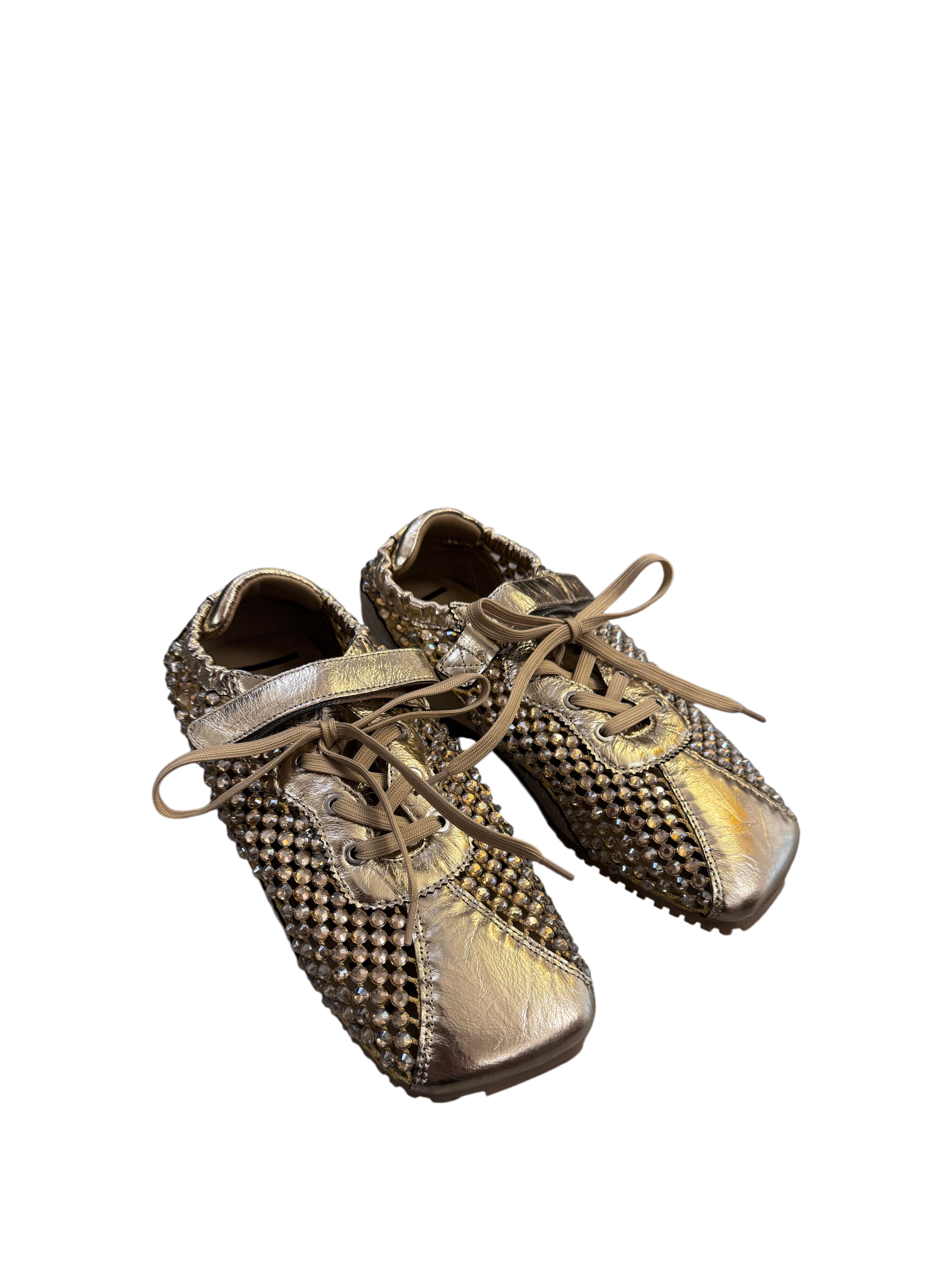 Sneakers dorate con strass