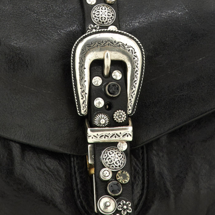 Borsa a tracolla "PORZIA" Campomaggi con borchie e strass