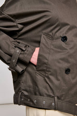 Trench corto in cotone smerigliato