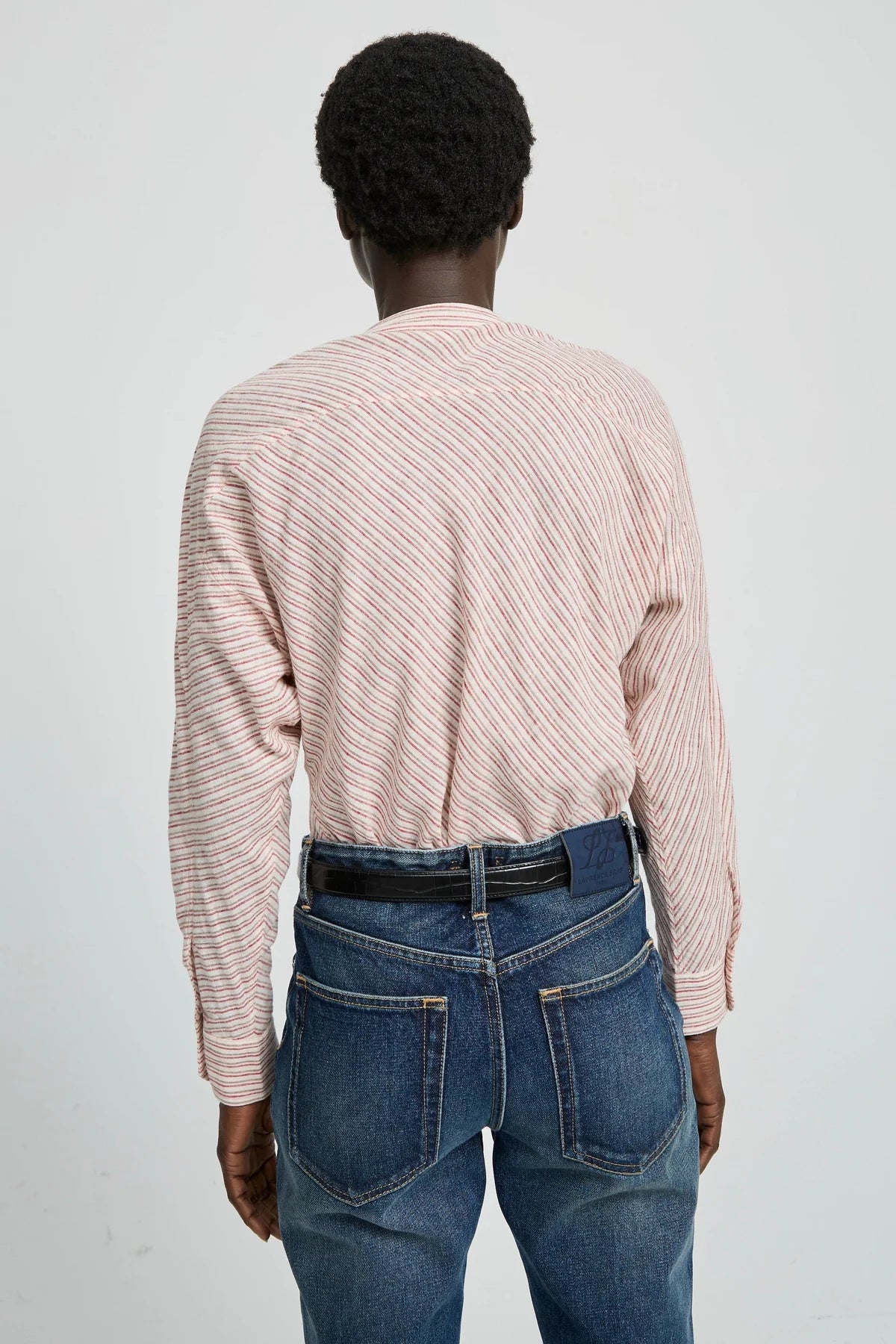Camicia in cotone e canapa a righe