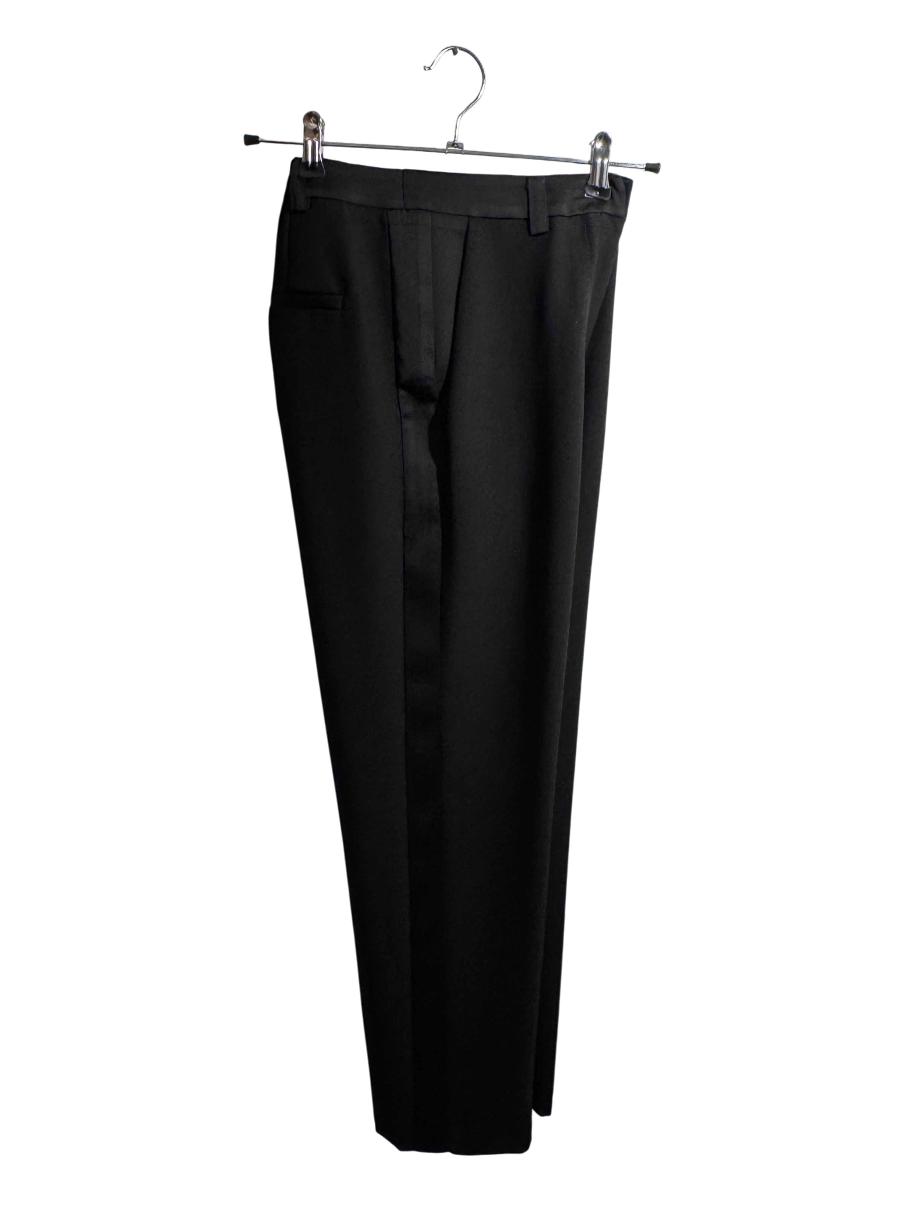 Pantalone nero con banda laterale in raso