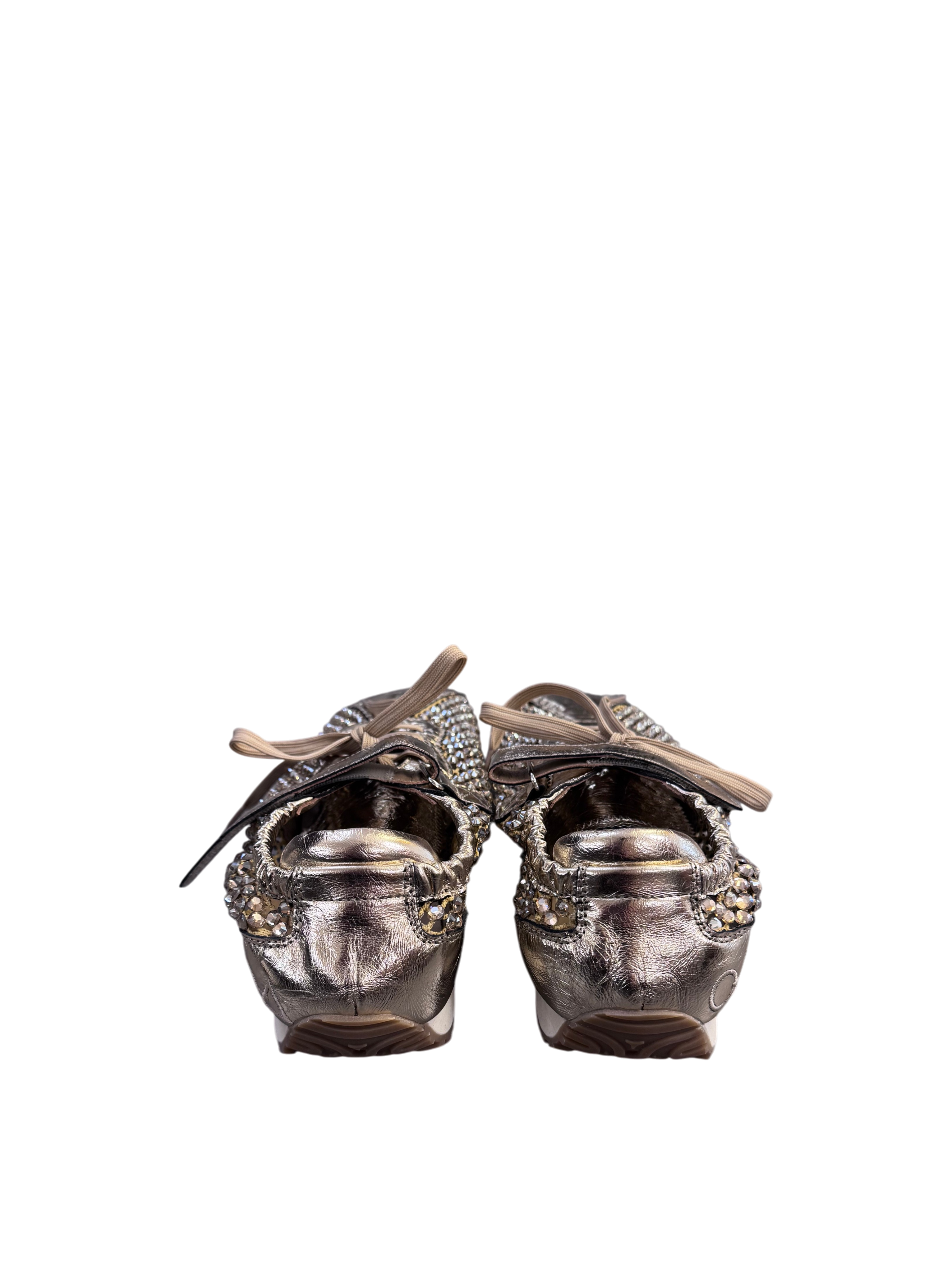 Sneakers dorate con strass