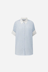 Camicia oversize a quadri blu e bianchi