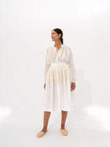 Gonna midi in cotone decorata con fiori realizzati a mano