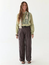Pantalone in cotone leggero con ricami