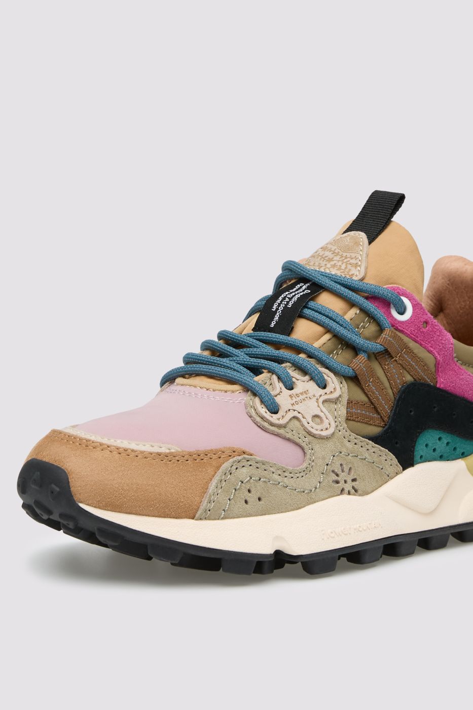 Sneakers in suede e tessuto tecnico - Tortora-Militare-Rosa