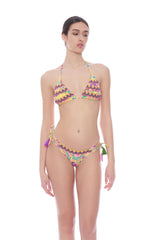 Bikini Triangolo Floreale Effetto Uncinetto