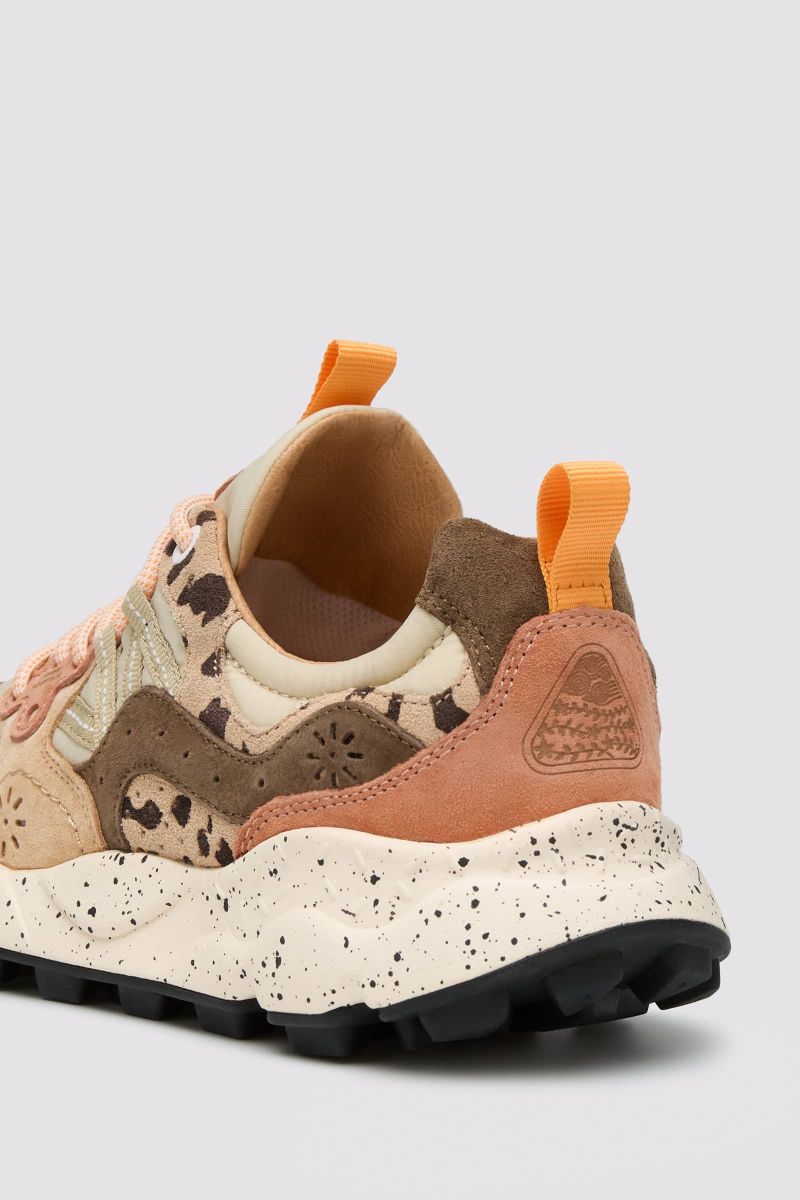 Sneakers in suede e tessuto tecnico - Beige-Marrone