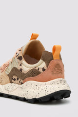 Sneakers in suede e tessuto tecnico - Beige-Marrone