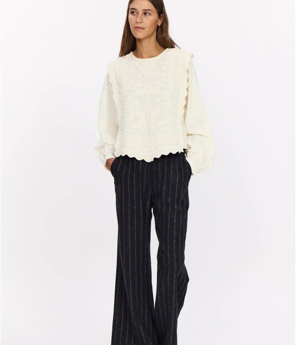 Blusa in cotone ricamata