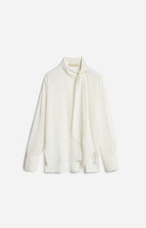Blusa in seta con colletto lavalier