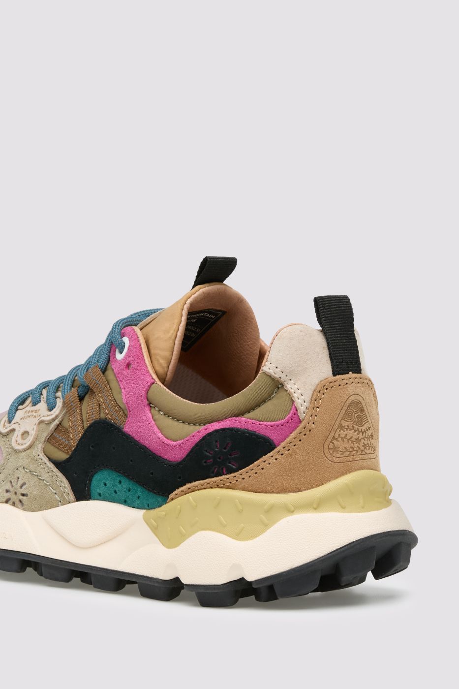 Sneakers in suede e tessuto tecnico - Tortora-Militare-Rosa
