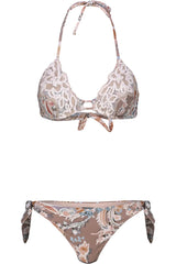 Bikini stampa fiori con passamaneria