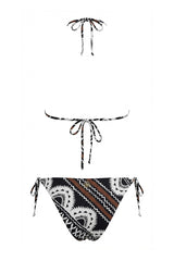 Bikini Etnico a Triangolo con Frange e Slip Regular
