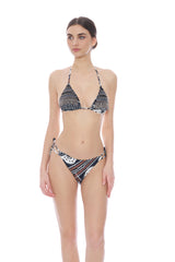 Bikini Etnico a Triangolo con Frange e Slip Regular